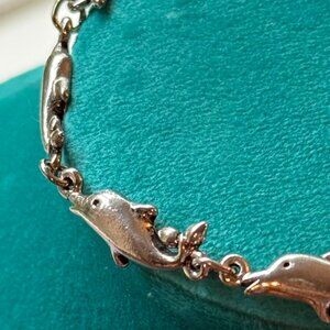 Vintage 90s S80 Silver Plated Dolphin Bracelet